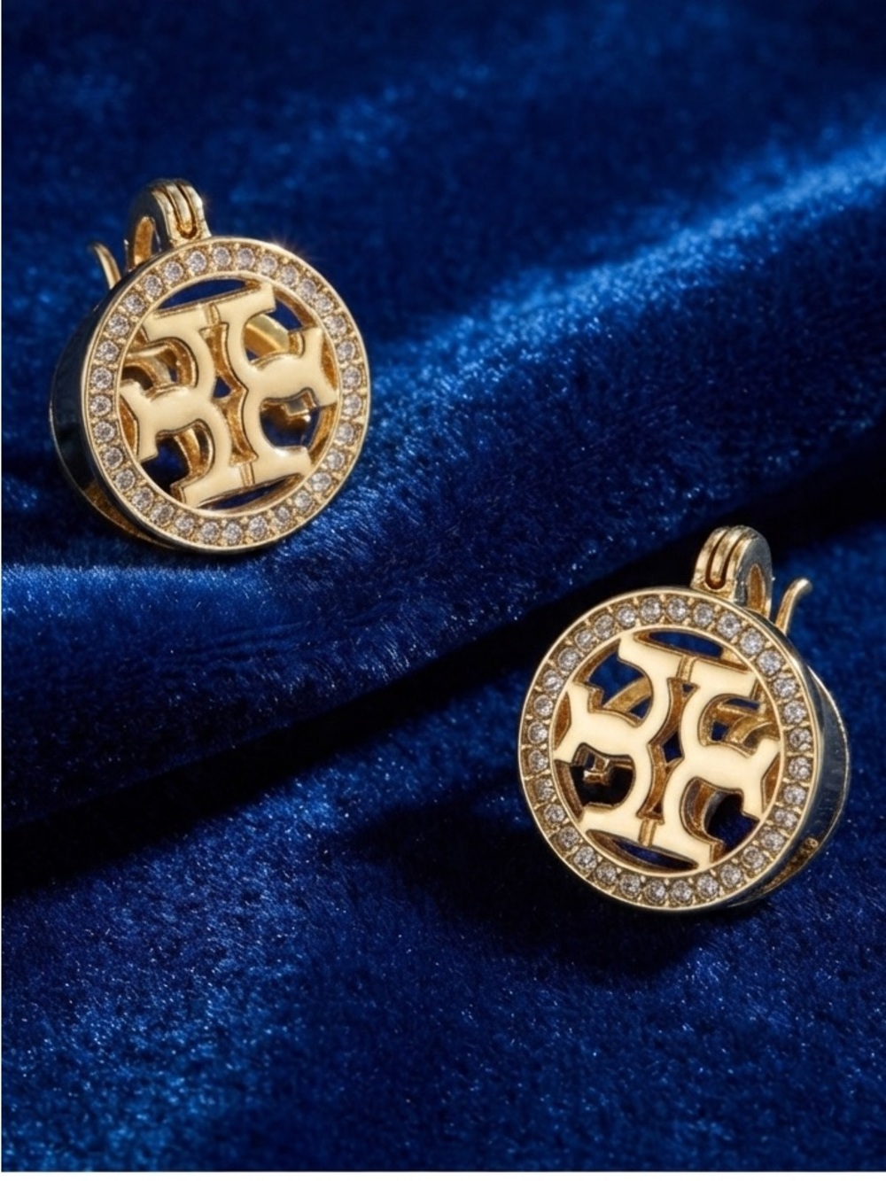Gold-Tone Openwork Medallion encased Design with Crystal accents